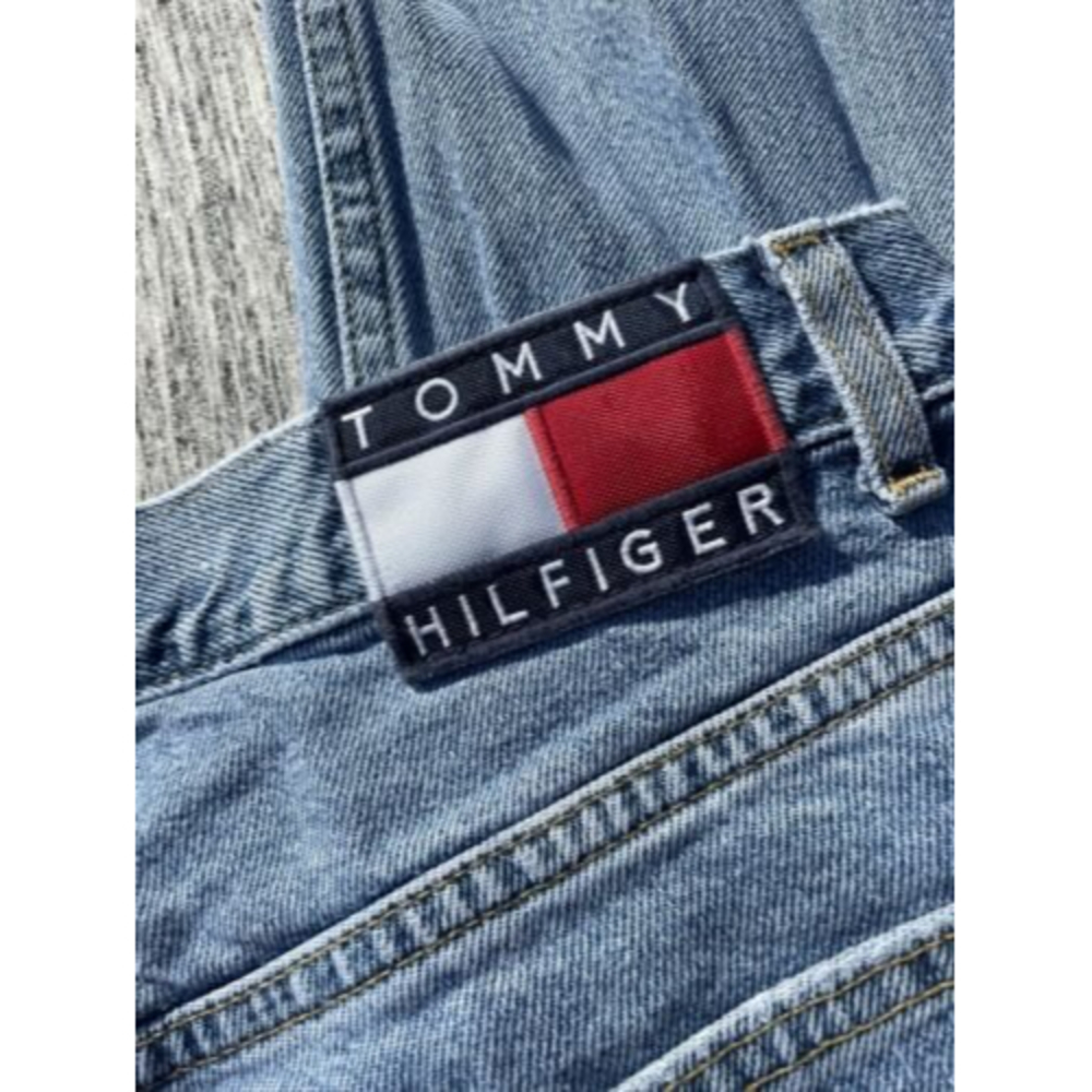 Vintage Tommy Hilfiger Jeans Mens 34 x 32 Flag Patch Y2K Distress BagFit Tapered
